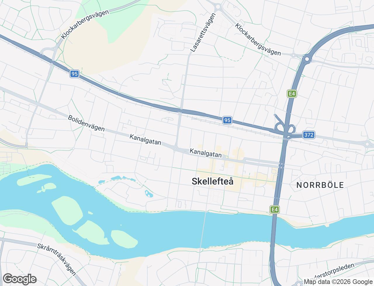 Karta över Kanalgatan 27B i 29 Skellefteå