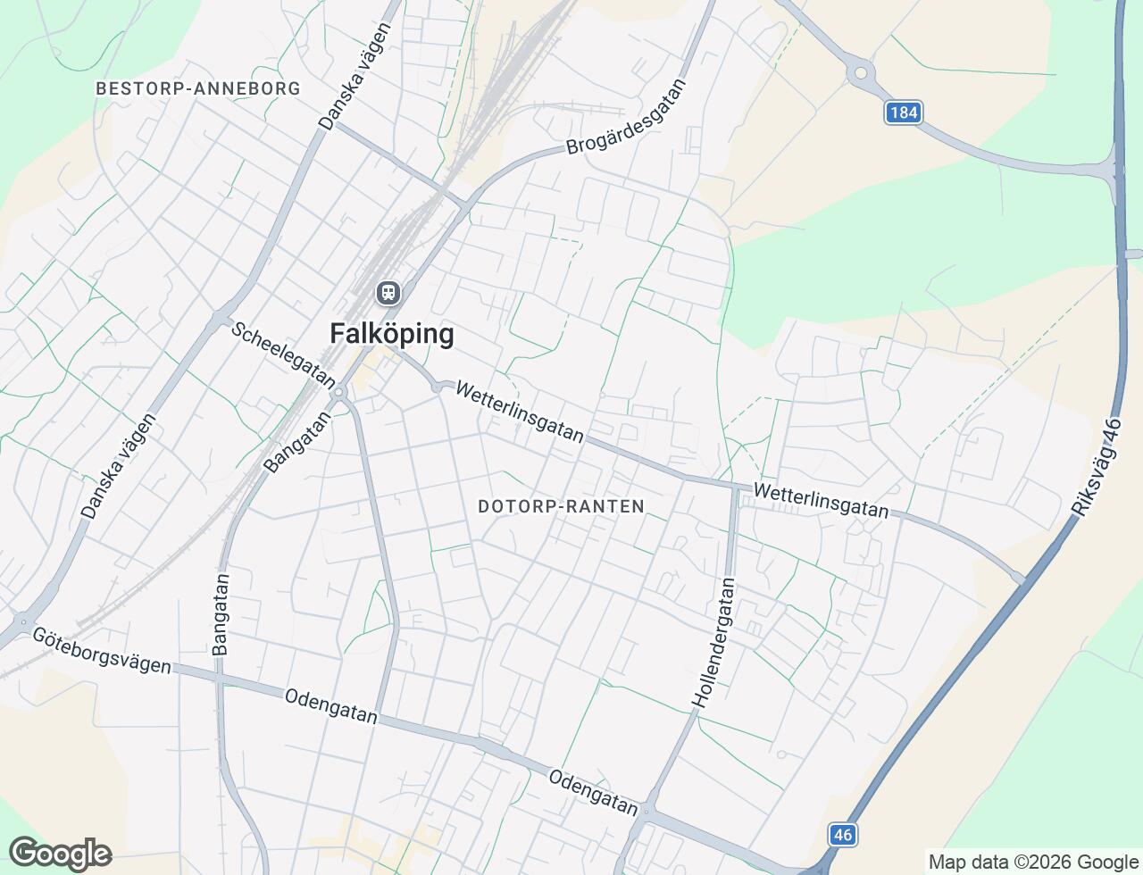 Karta över Wetterlinsgatan 18B i 34 Falköping