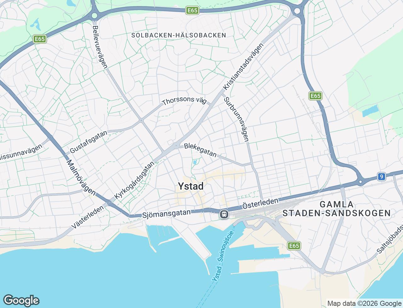Karta över Vintergatan 8 i 34 Ystad