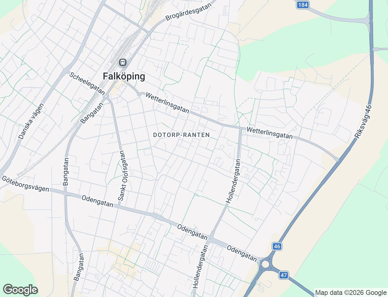 Karta över Idrottsgatan 39 i 44 Falköping