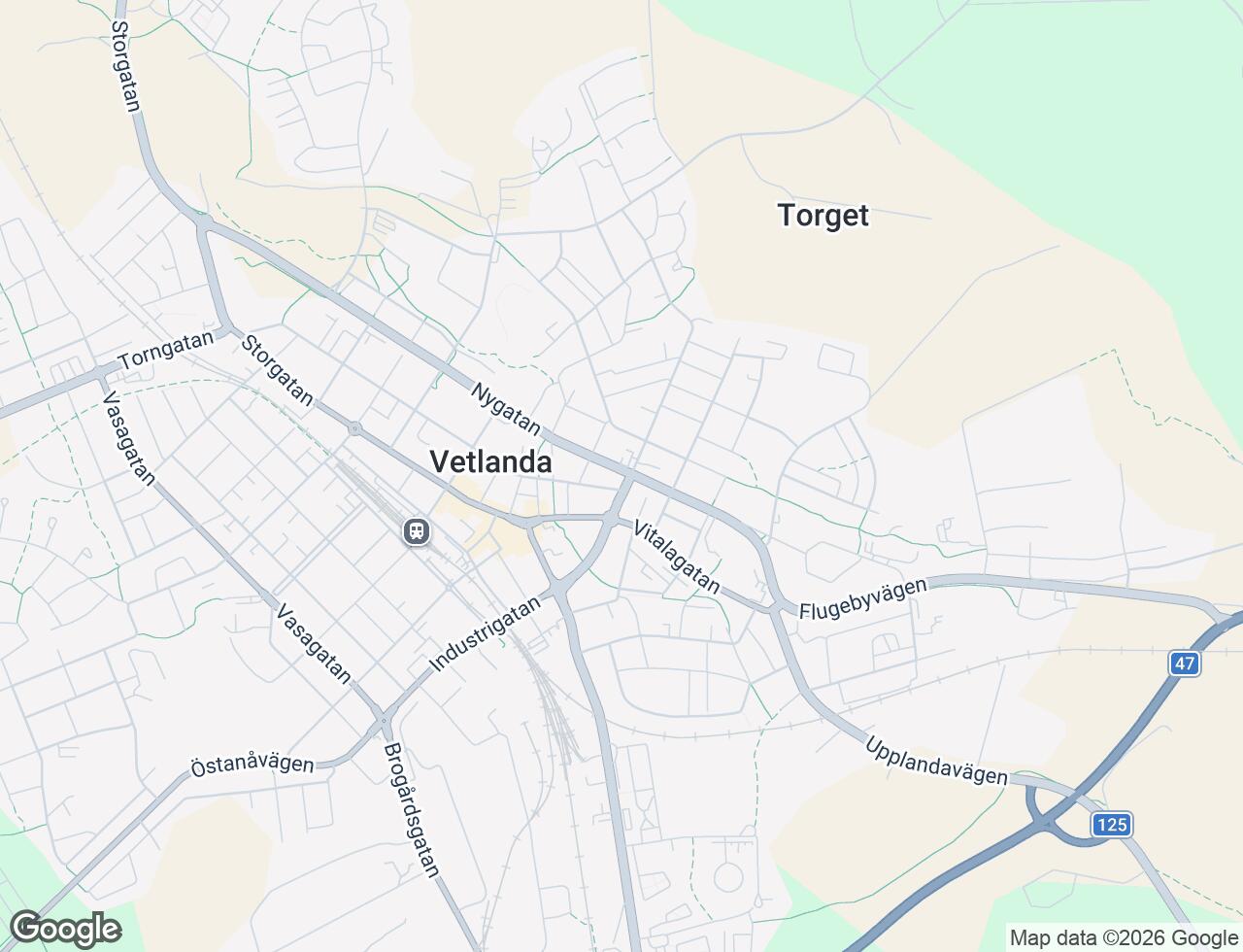 Karta över Nygatan 13 i 33 Vetlanda
