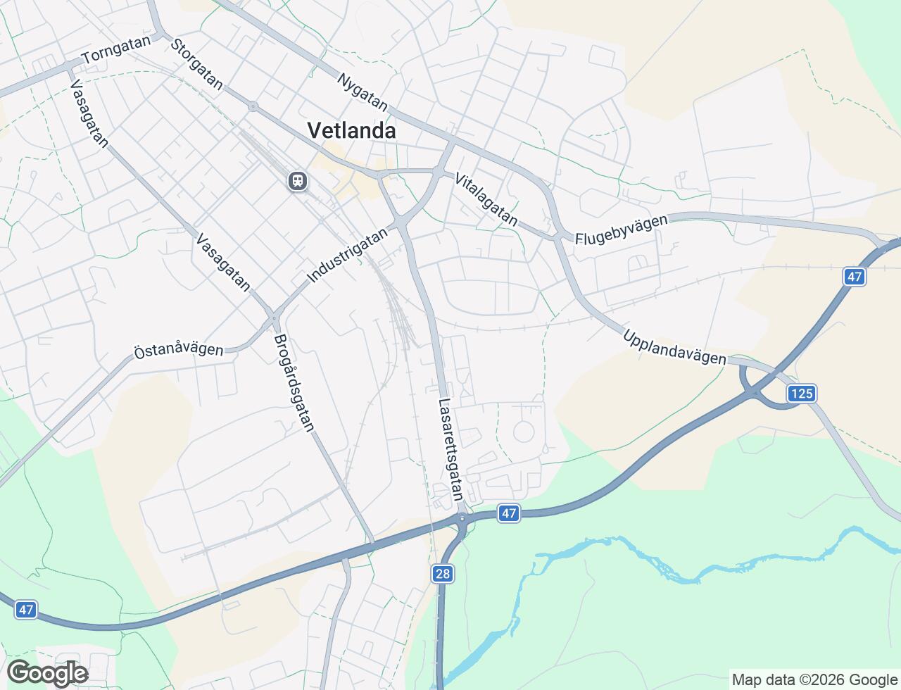 Karta över Lasarettsgatan 27D i 40 Vetlanda