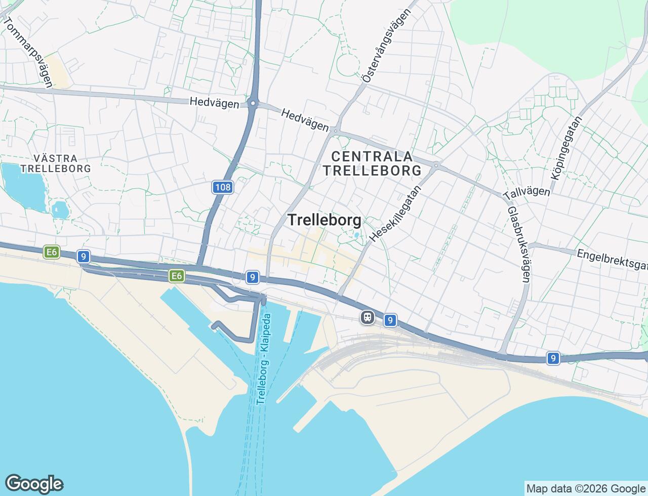 Karta över Nygatan 34 i 43 Trelleborg