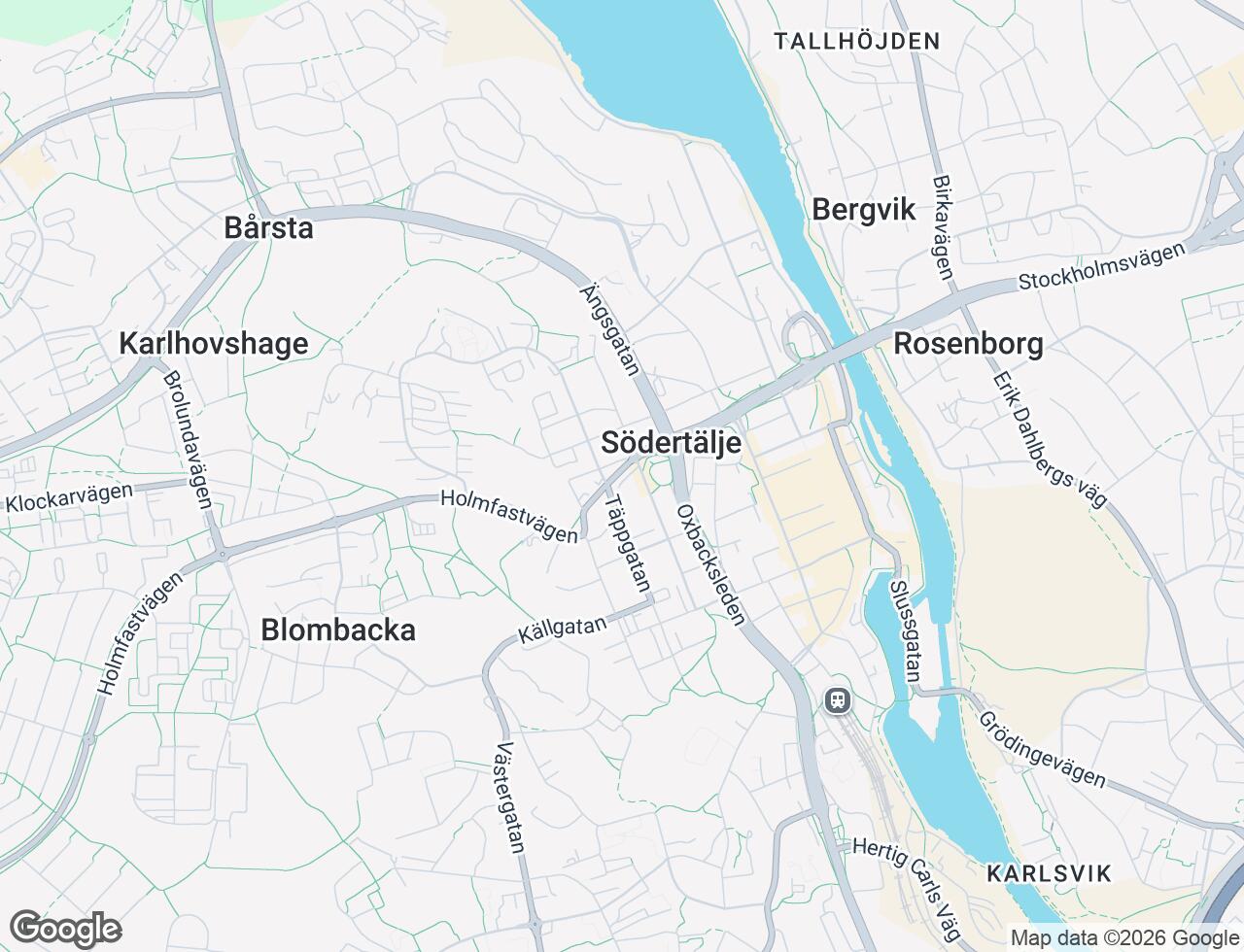 Karta över Holmfastvägen 3 i 33 Södertälje