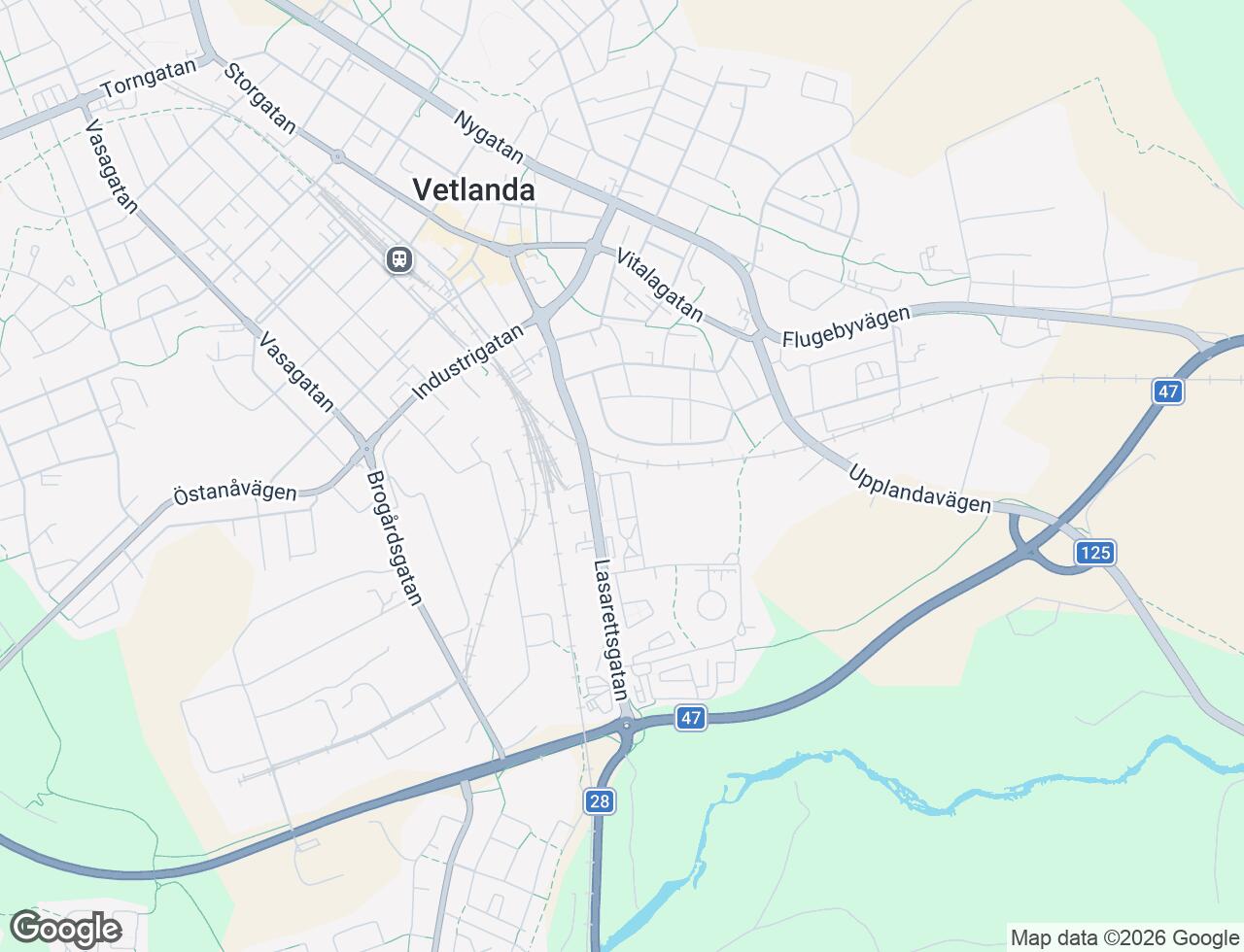 Karta över Lasarettsgatan 29B i 40 Vetlanda