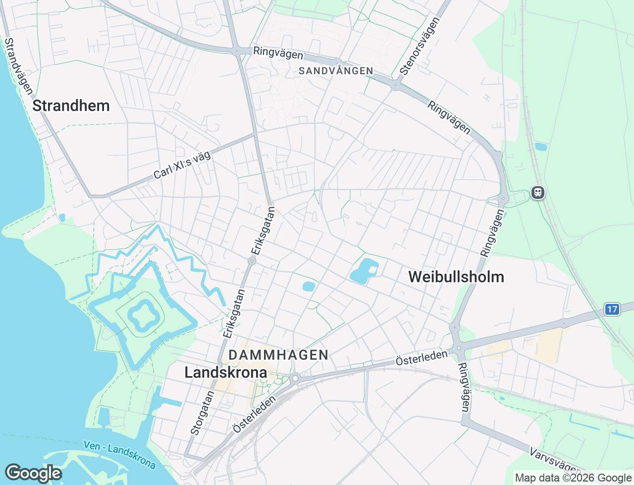 Karta över Vasagatan 15A i 36 Landskrona