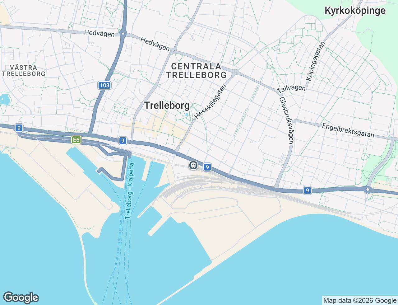 Karta över Östergatan 16B i 44 Trelleborg