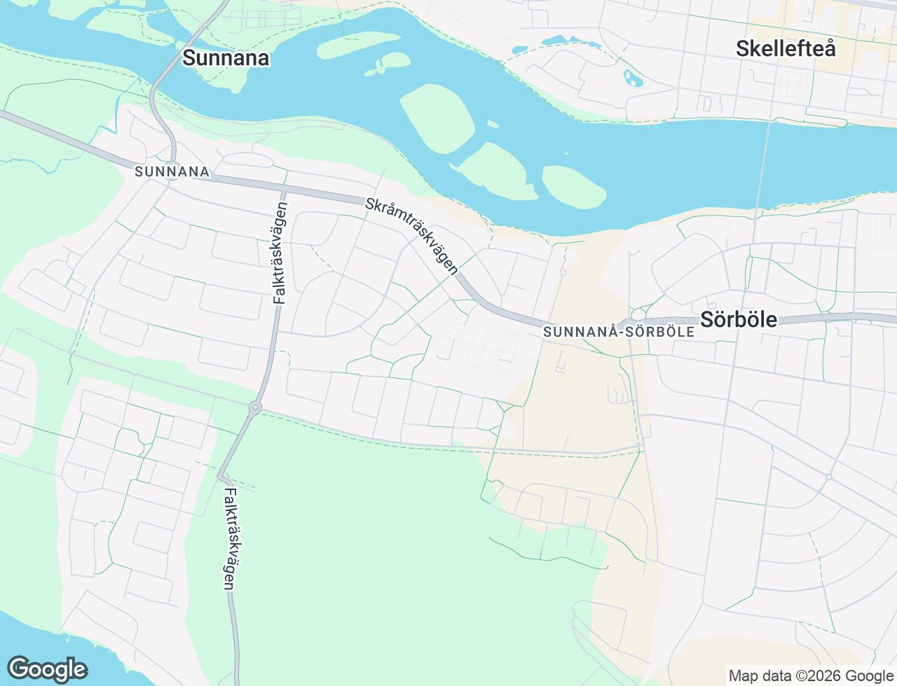 Karta över Skråmträskvägen 61 i 64 Skellefteå