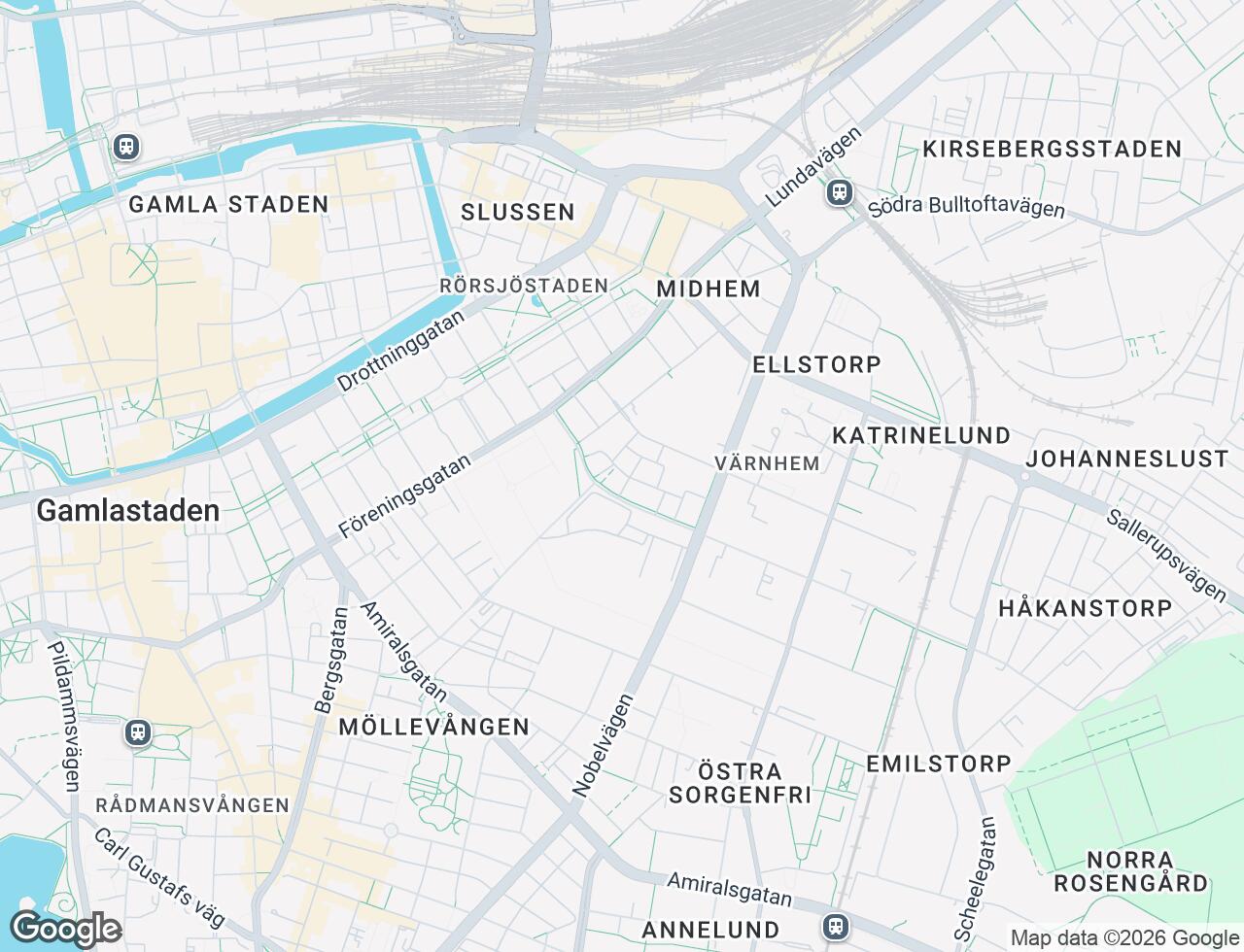 Karta över Spårvägen 24A i 51 Malmö