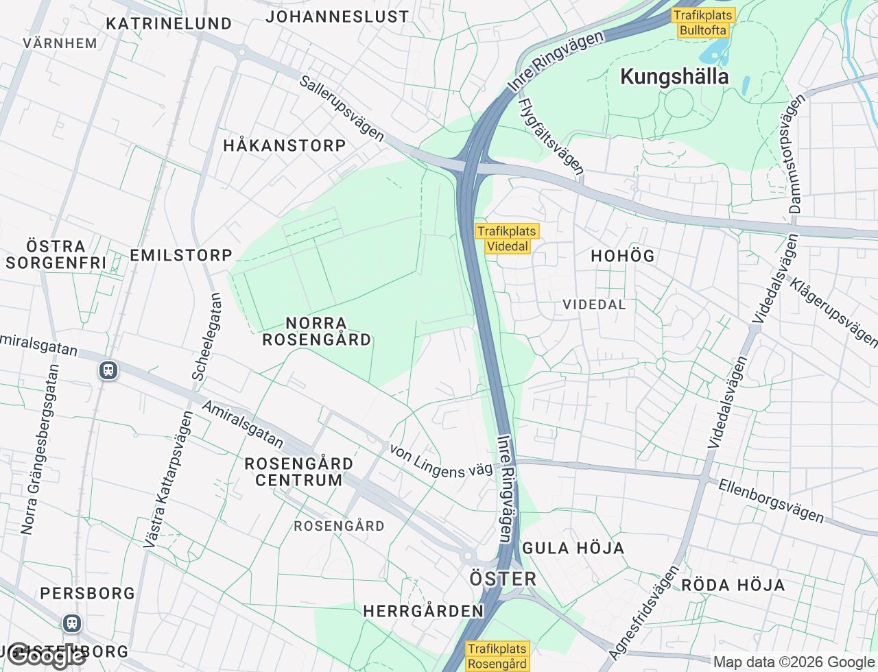Karta över Thomsons väg 62 i 72 Malmö