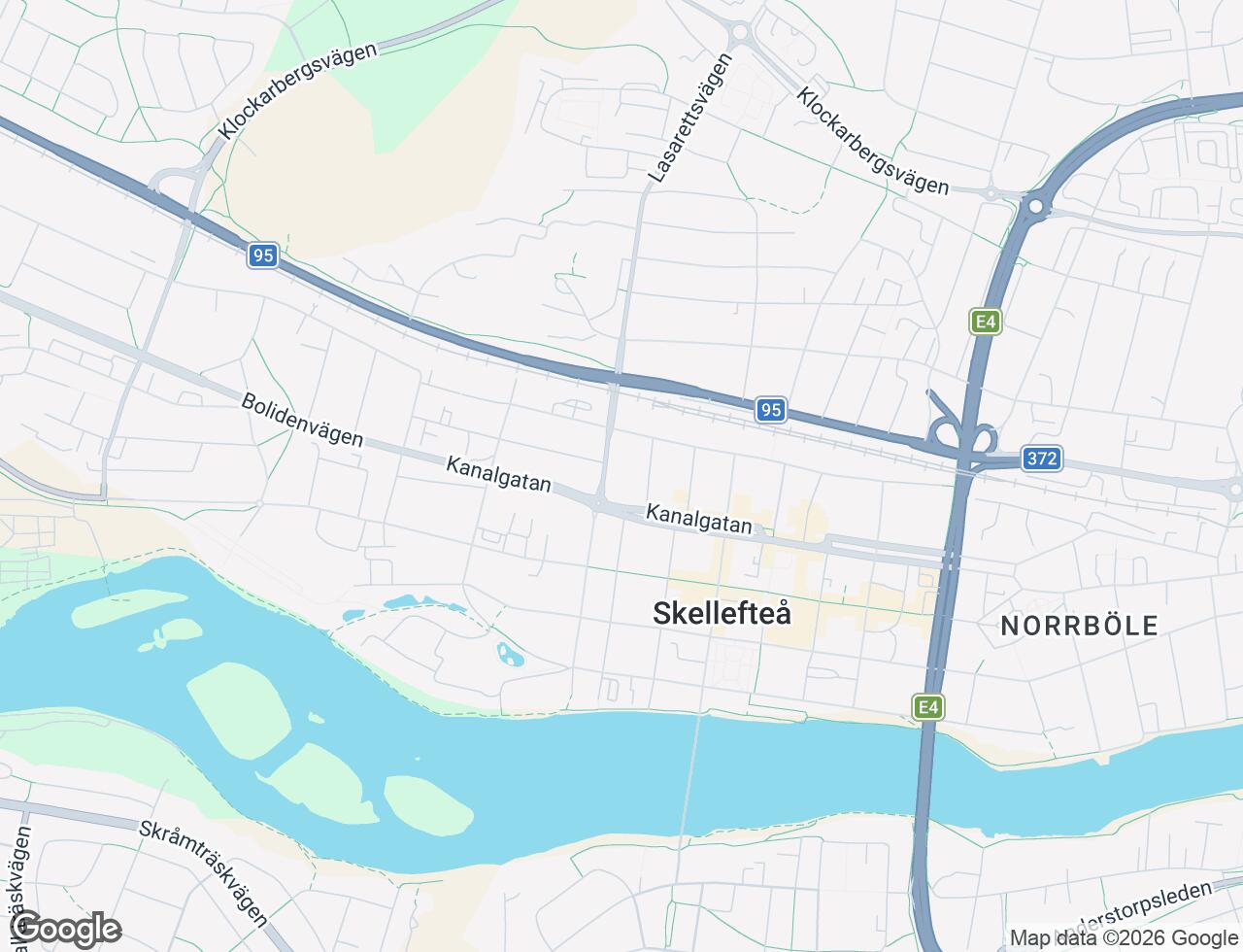 Karta över Kanalgatan 27D i 29 Skellefteå