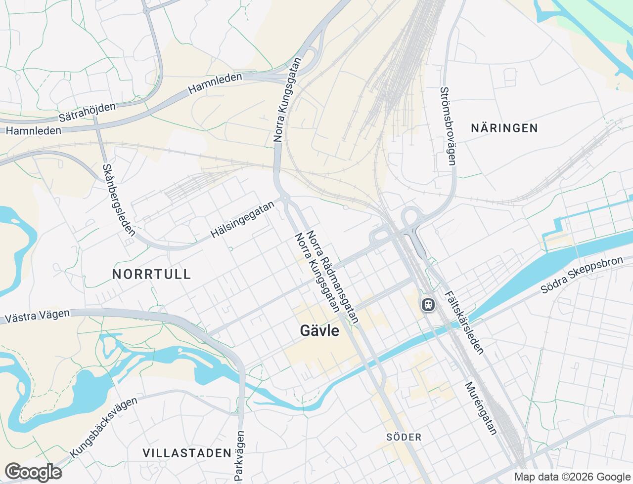 Karta över Norra Rådmansgatan 26 i 21 Gävle