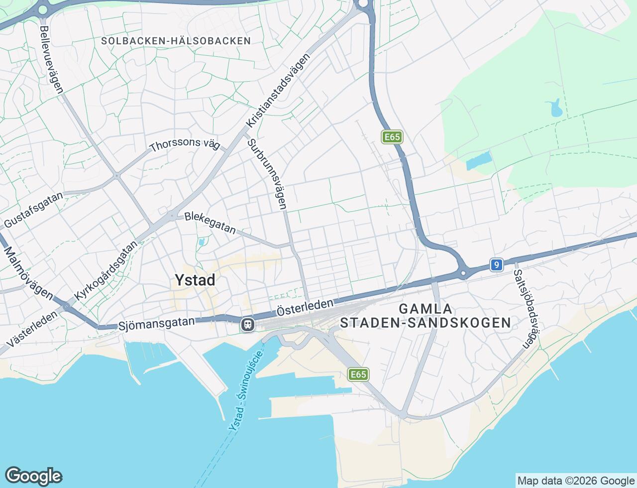Karta över Regementsgatan 9 i 41 Ystad