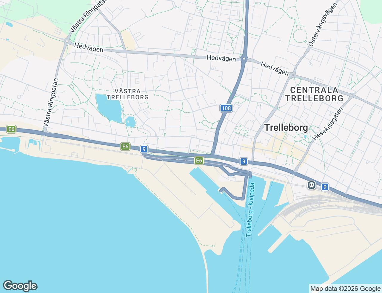 Karta över Strandgatan 64 i 62 Trelleborg