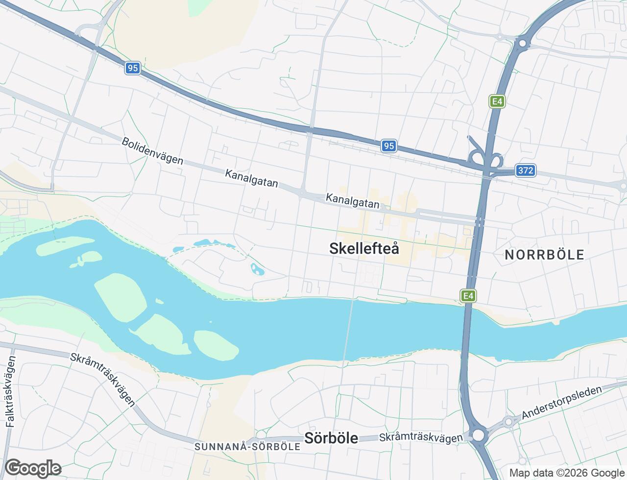 Karta över Tjärhovsgatan 12A i 32 Skellefteå