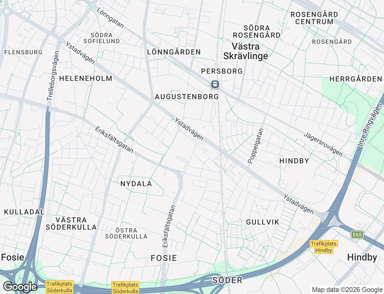 Karta över Nydalavägen 1B i 58 Malmö