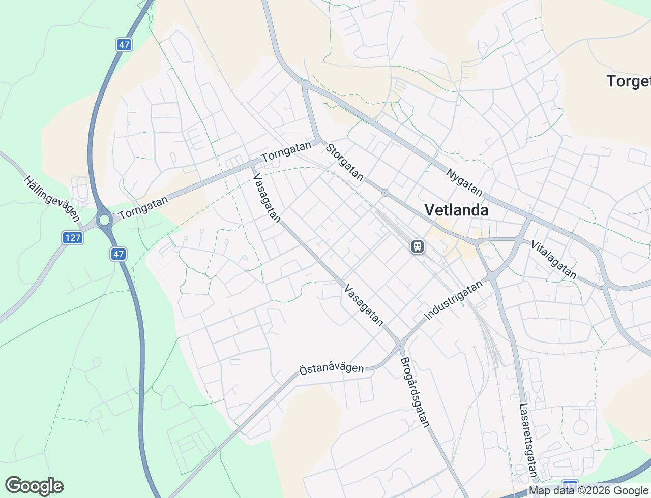 Karta över Kullgatan 36 i 36 Vetlanda