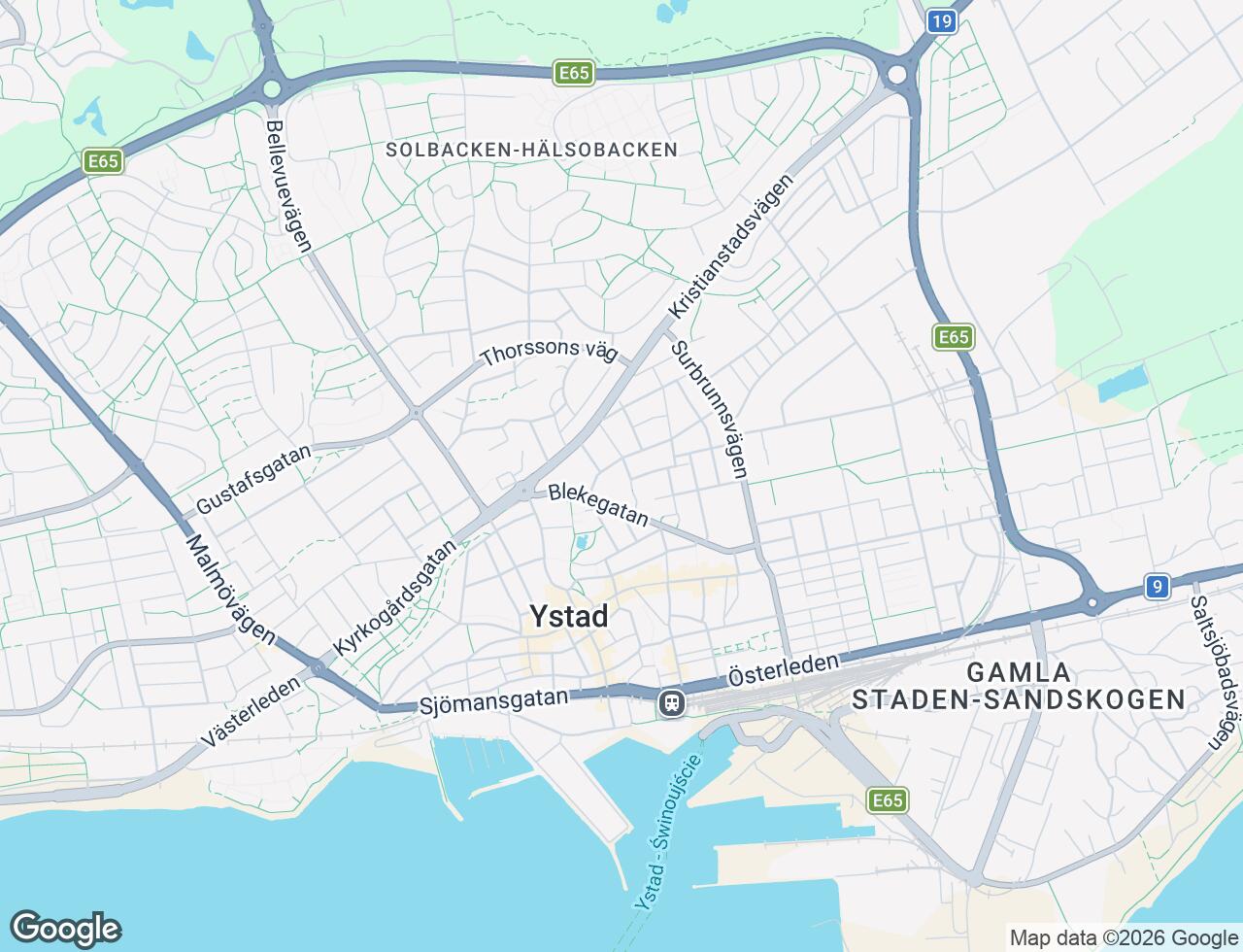 Karta över Dragaregatan 14B i 33 Ystad