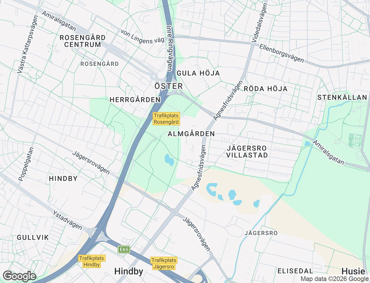 Karta över Agnesfridsvägen 97 i 37 Malmö