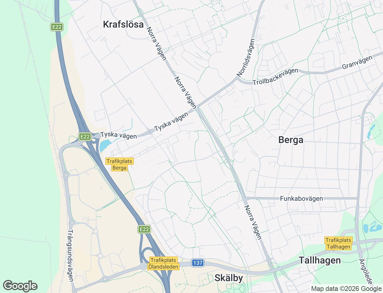 Karta över Bergagårdsvägen 10 i 54 Kalmar