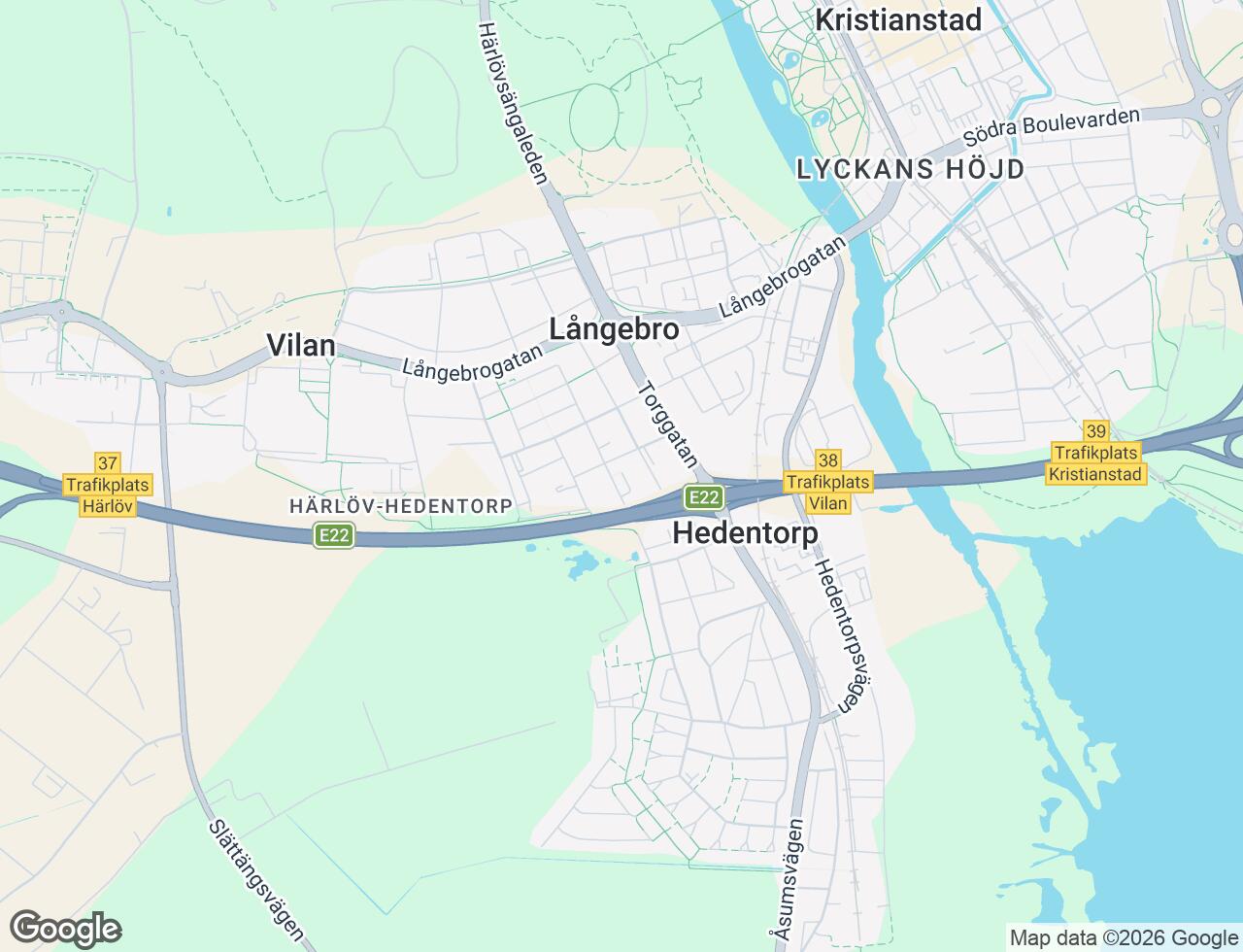 Karta över Gränsgatan 27 i 59 Kristianstad