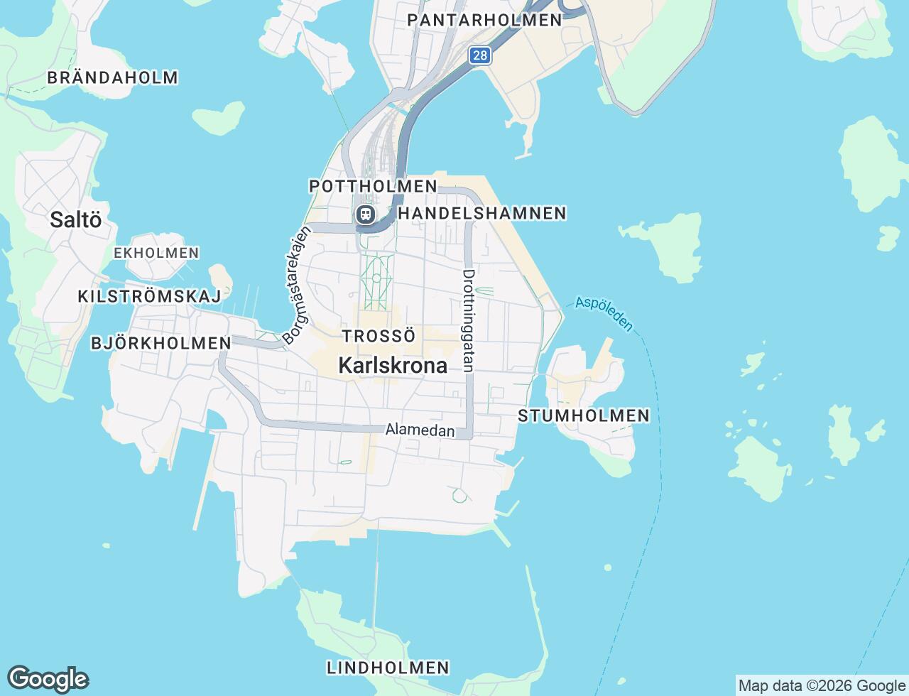Karta över Ronnebygatan 19 i 33 Karlskrona