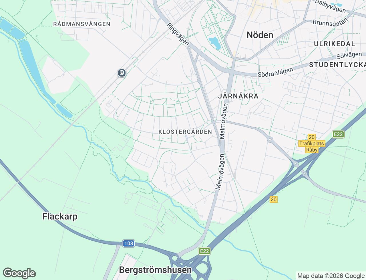 Karta över Sunnanväg 33 i 70 Lund