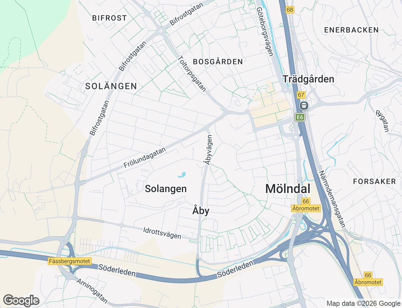 Karta över Åby Allé 71 i 45 Mölndal