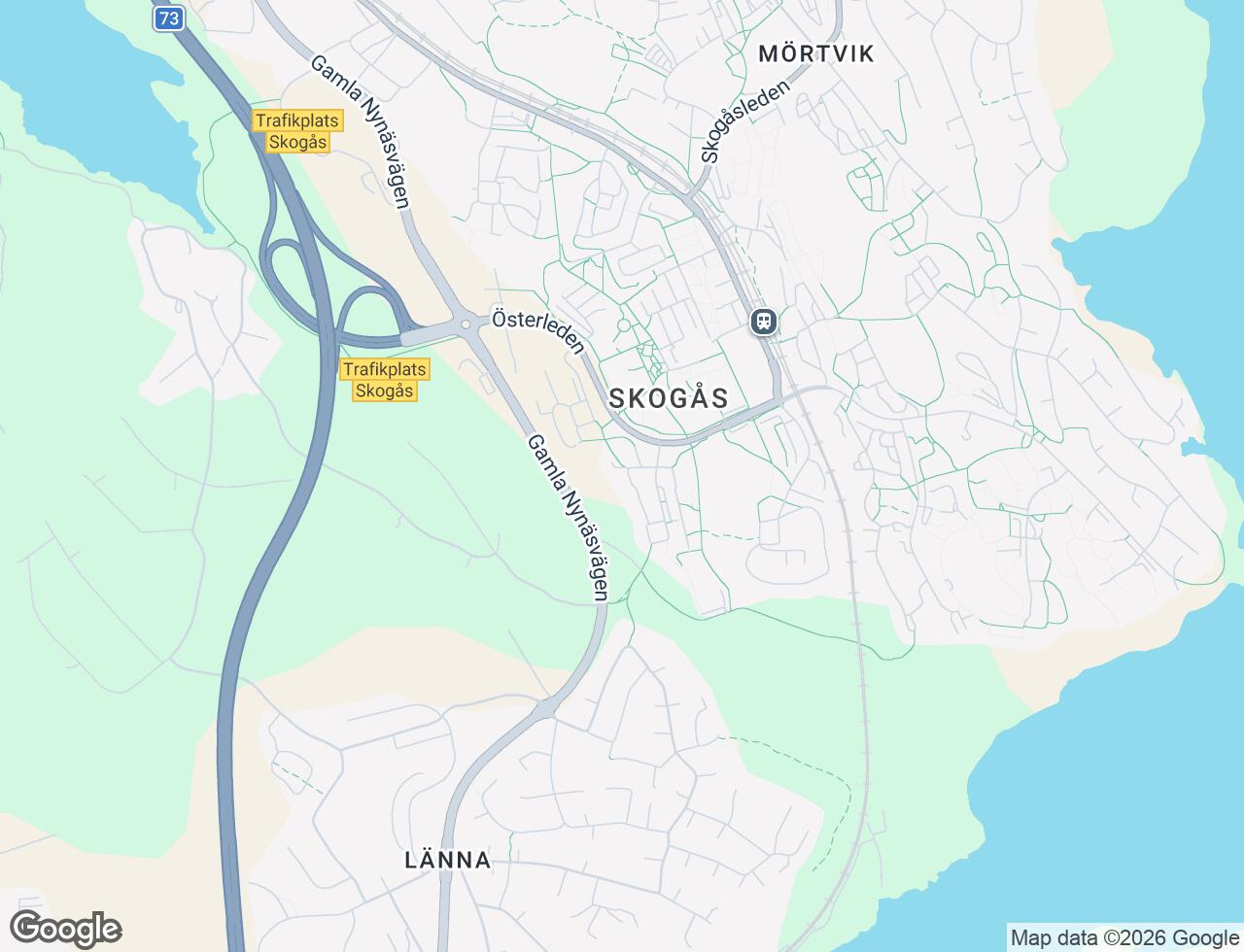 Karta över Vallhornsvägen 8 i 32 Skogås