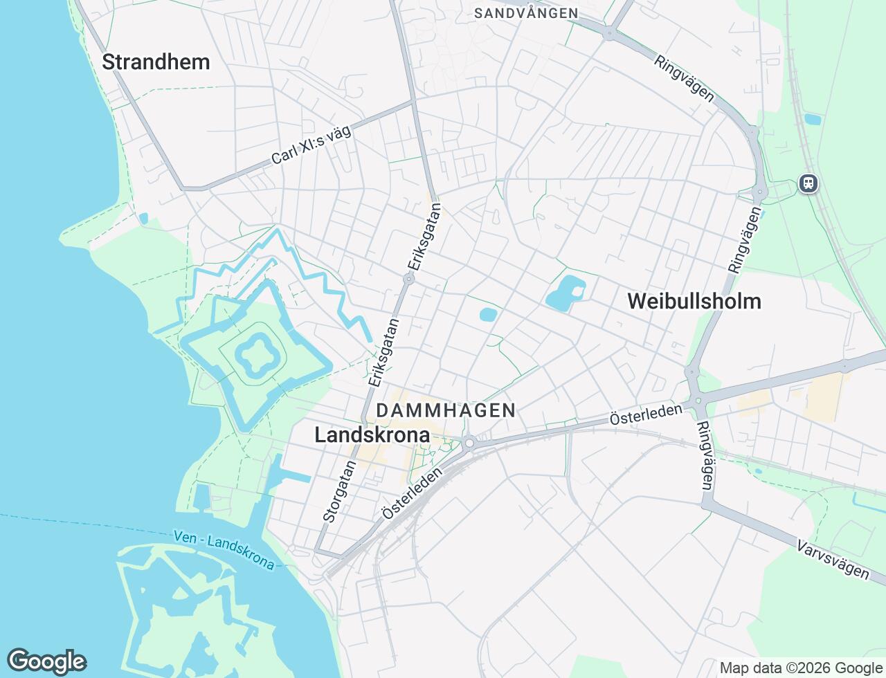 Karta över Järnvägsgatan 35 i 32 Landskrona