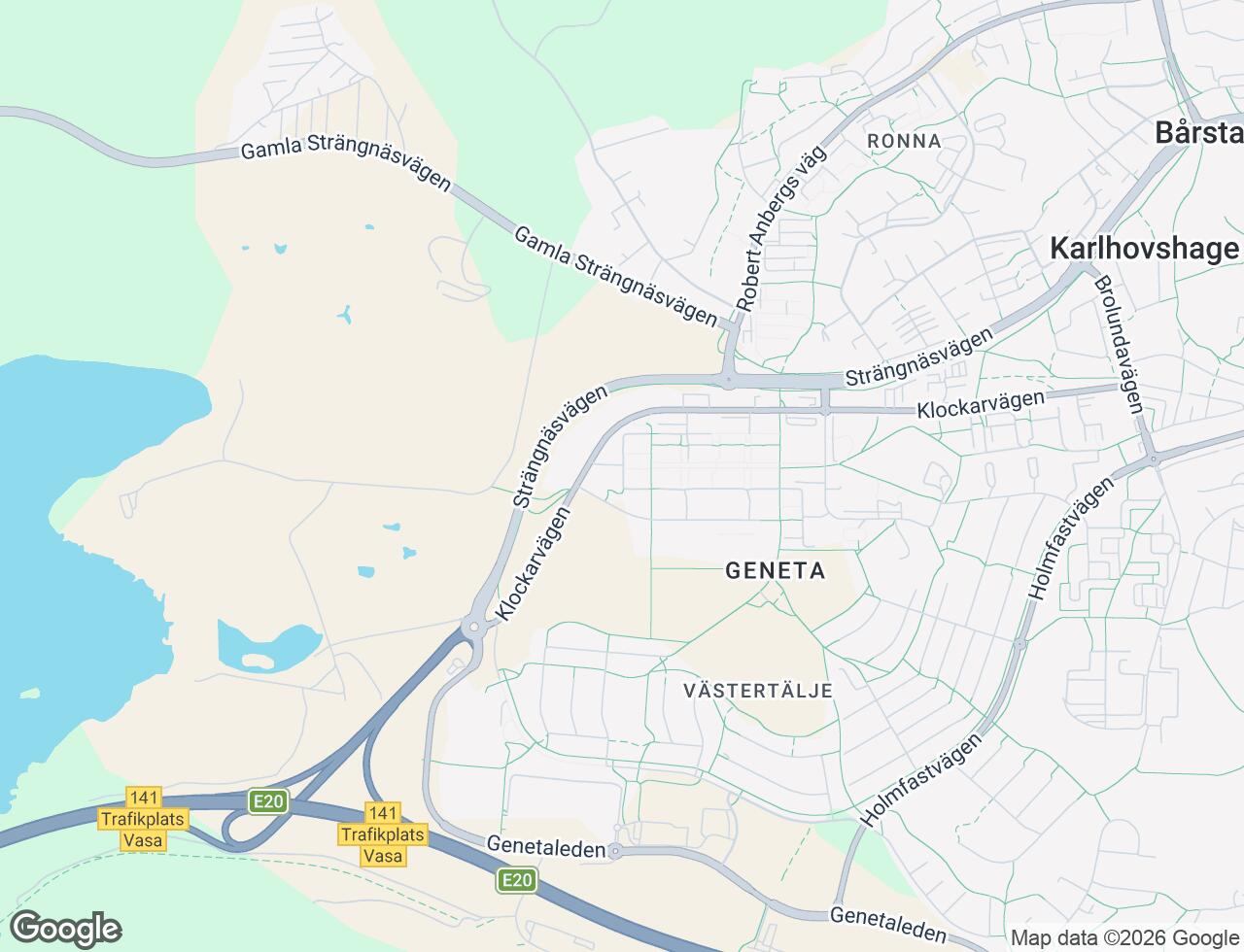 Karta över Klockarvägen 185 i 61 Södertälje