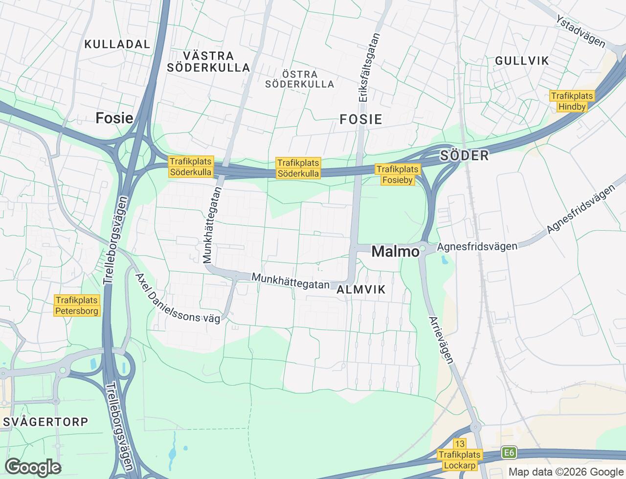 Karta över Kantatgatan 60 i 70 Malmö