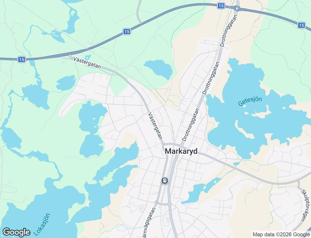 Karta över Västergatan 24A i 37 Markaryd
