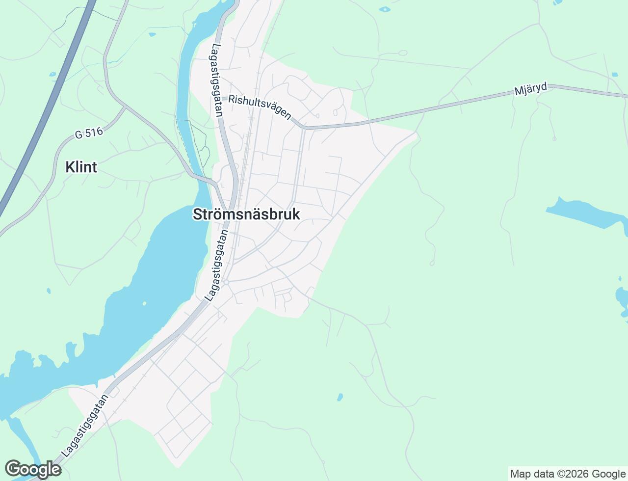 Karta över Mjärydsvägen 26 i 32 Strömsnäsbruk