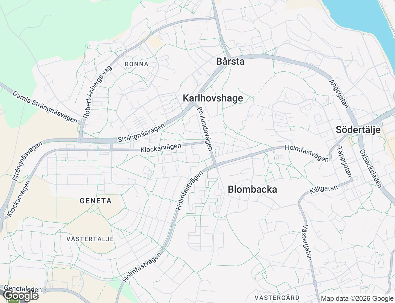 Karta över Klockarvägen 43 i 62 Södertälje