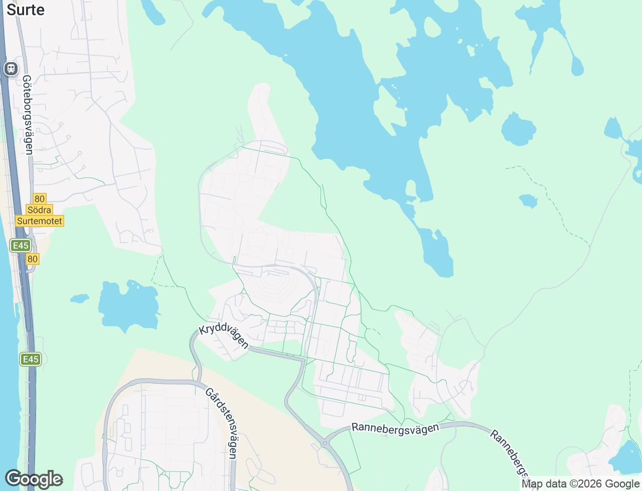 Karta över Vaniljgatan 32 i 45 Angered