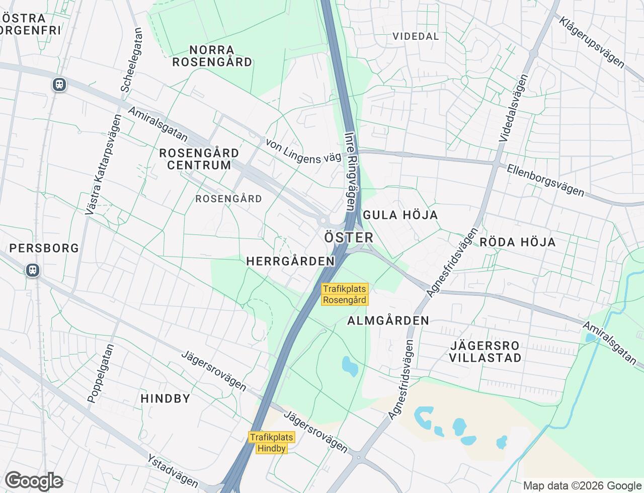 Karta över Ramels väg 77 i 69 Malmö