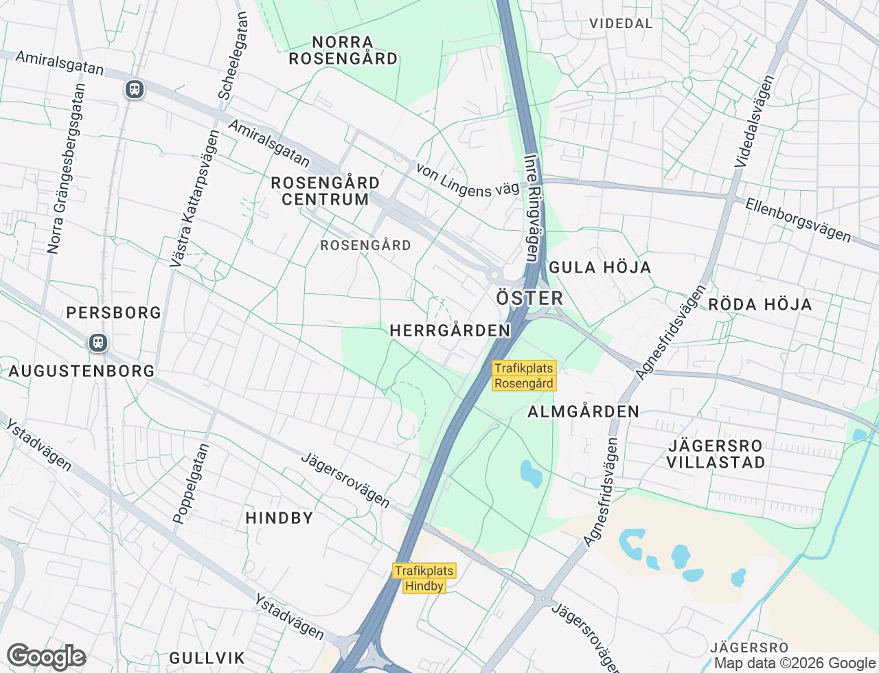 Karta över Ramels väg 121 i 69 Malmö