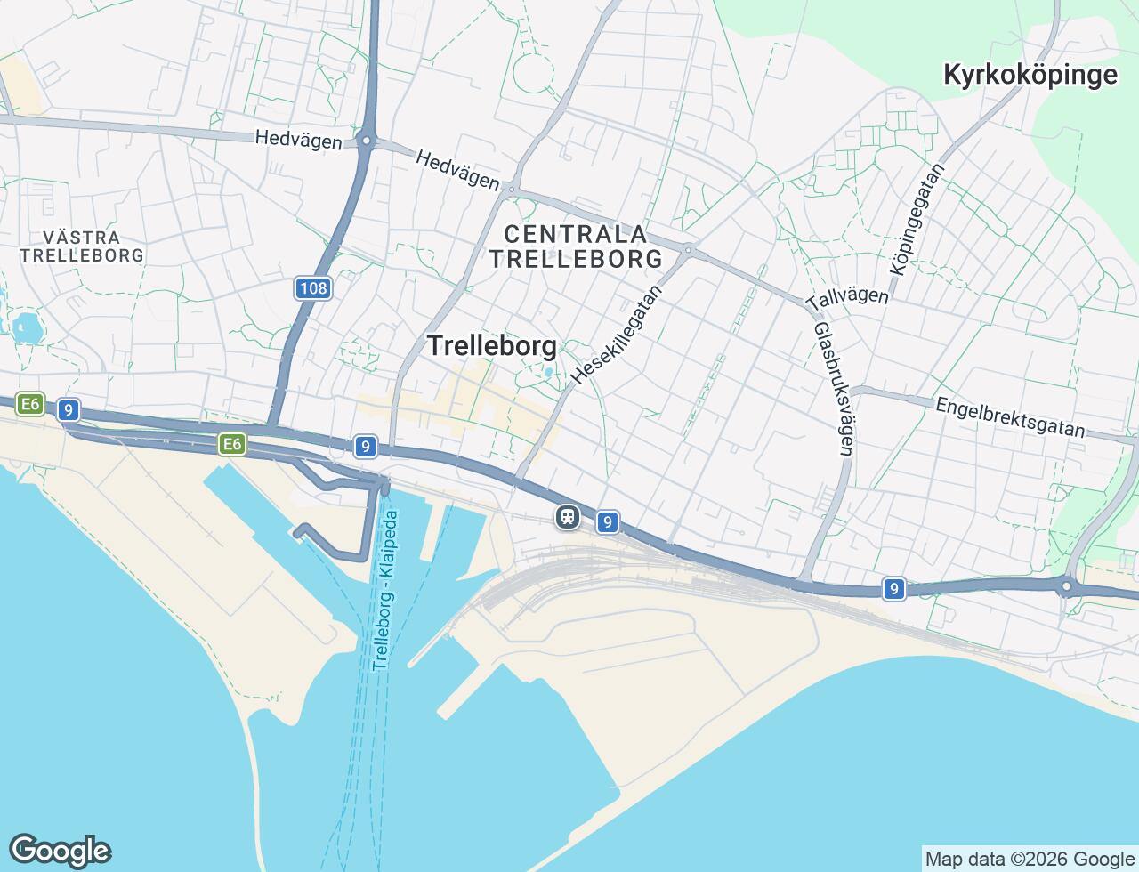 Karta över Nygatan 62 i 44 Trelleborg