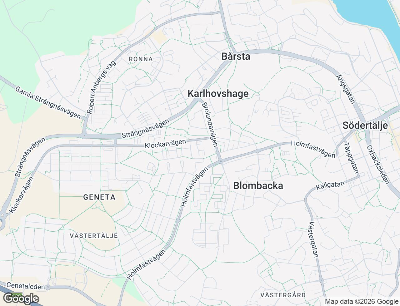 Karta över Klockarvägen 47 i 62 Södertälje