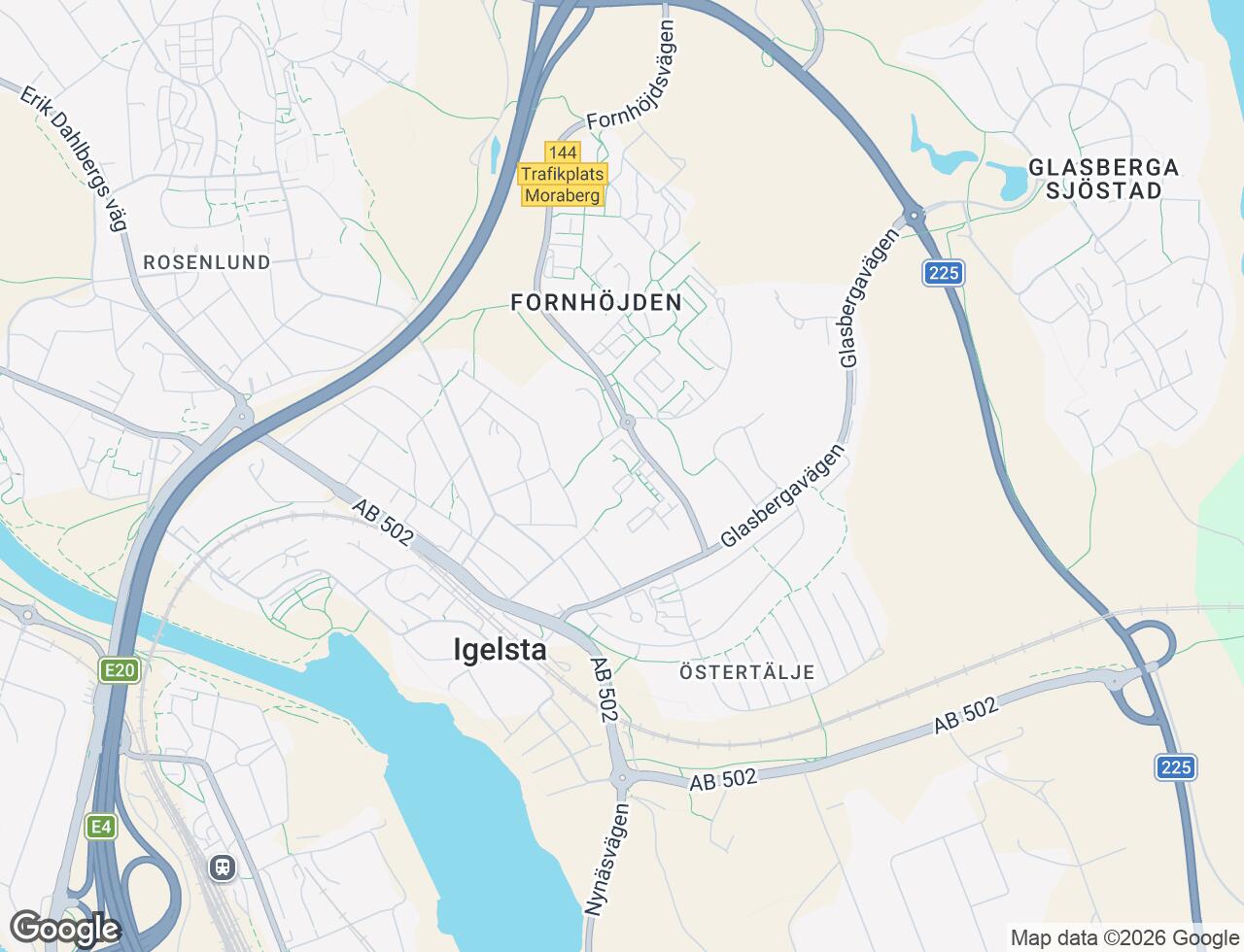 Karta över Fornhöjdsvägen 43 i 56 Södertälje