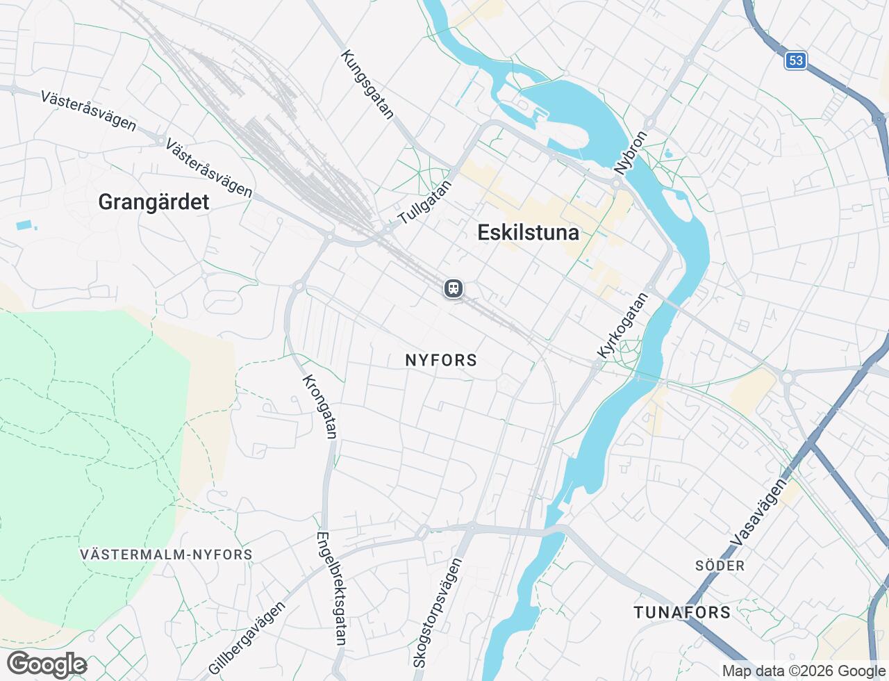 Karta över Nyforsgatan 15B i 25 Eskilstuna