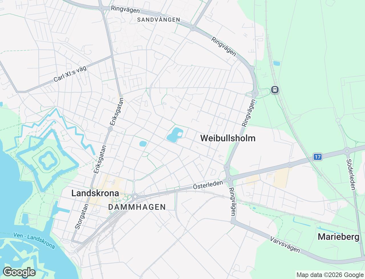 Karta över Harjagersgatan 8 i 52 Landskrona