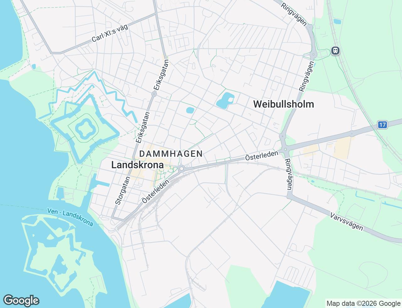 Karta över Östergatan 99 i 34 Landskrona