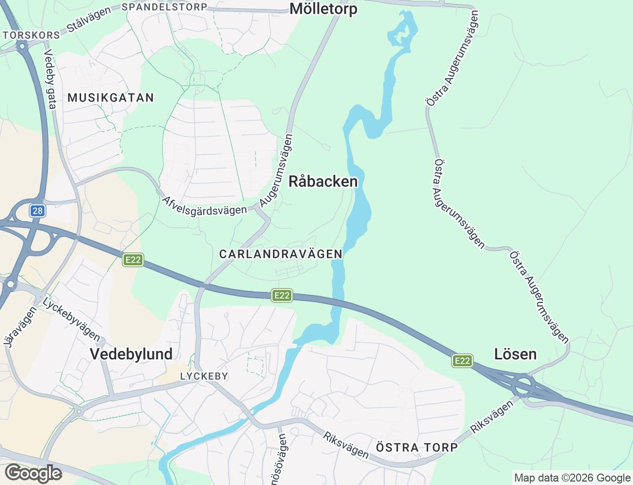 Karta över Carlandravägen 54B i 62 Lyckeby
