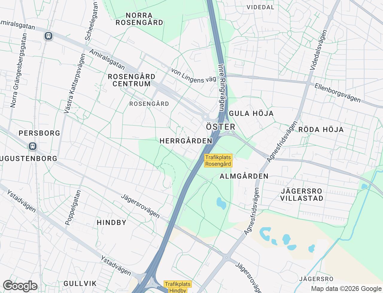 Karta över Ramels väg 95 i 69 Malmö
