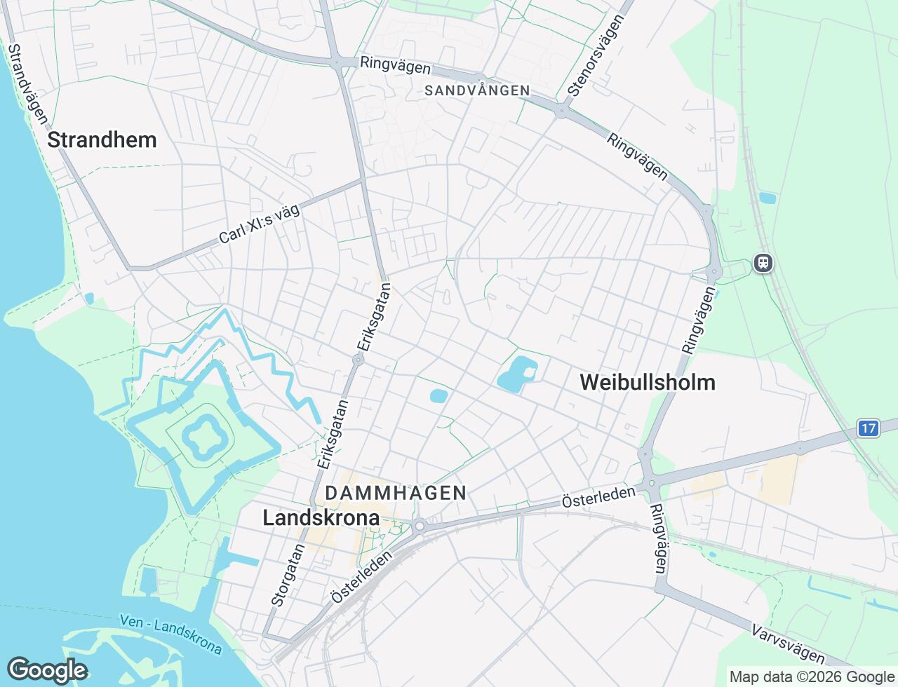 Karta över Järnvägsgatan 48B i 36 Landskrona