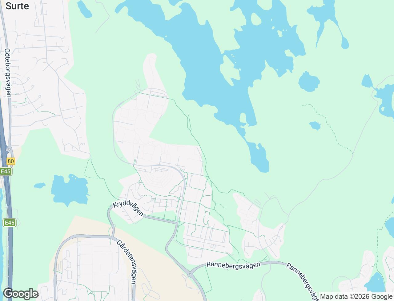 Karta över Vaniljgatan 33 i 45 Angered