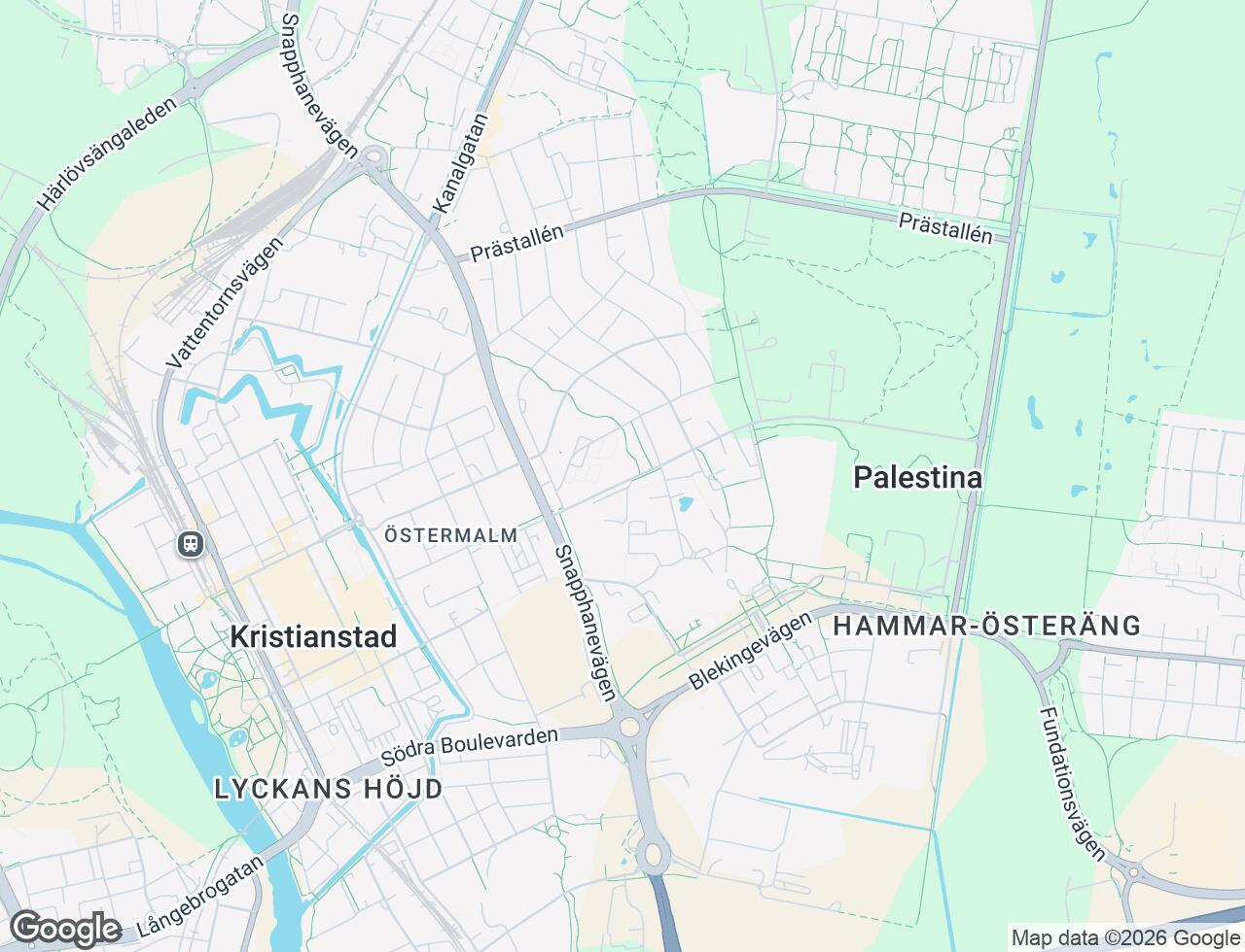 Karta över Lasarettsboulevarden 23A i 31 Kristianstad