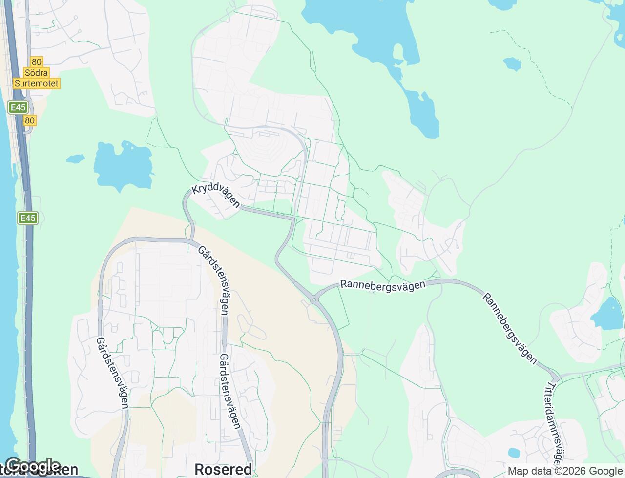 Karta över Kummingatan 36 i 43 Angered